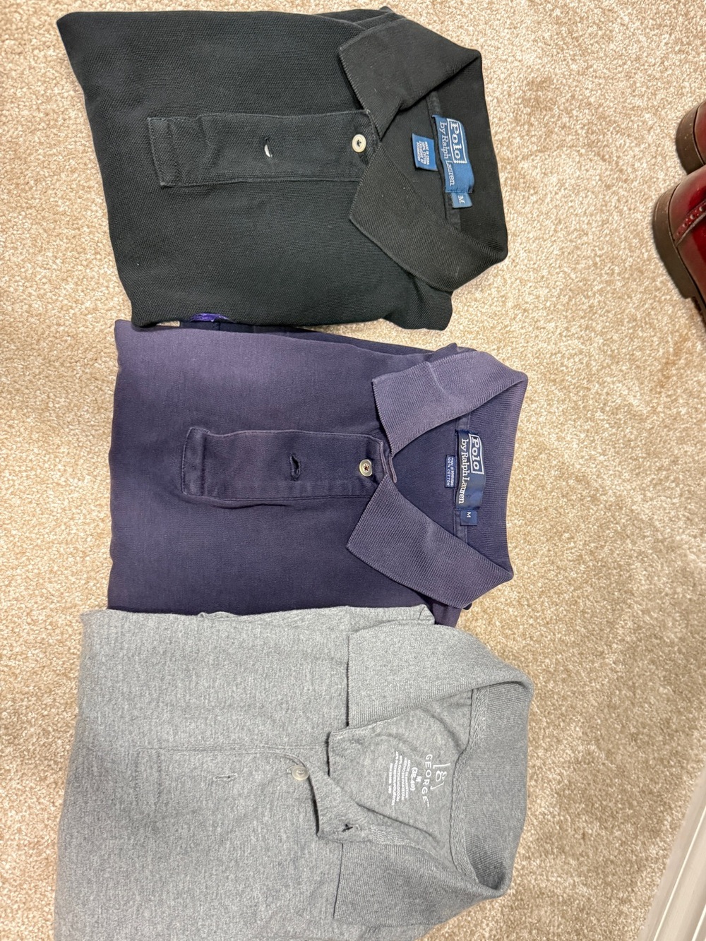 3 for $40 George Men’s Polo Trio - Black, Navy, Gray